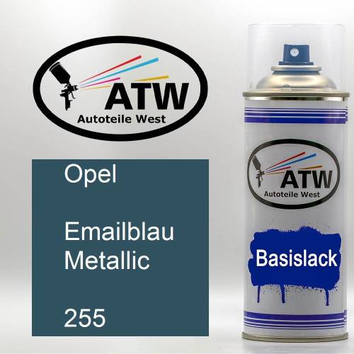 Opel, Emailblau Metallic, 255: 400ml Sprühdose, von ATW Autoteile West.